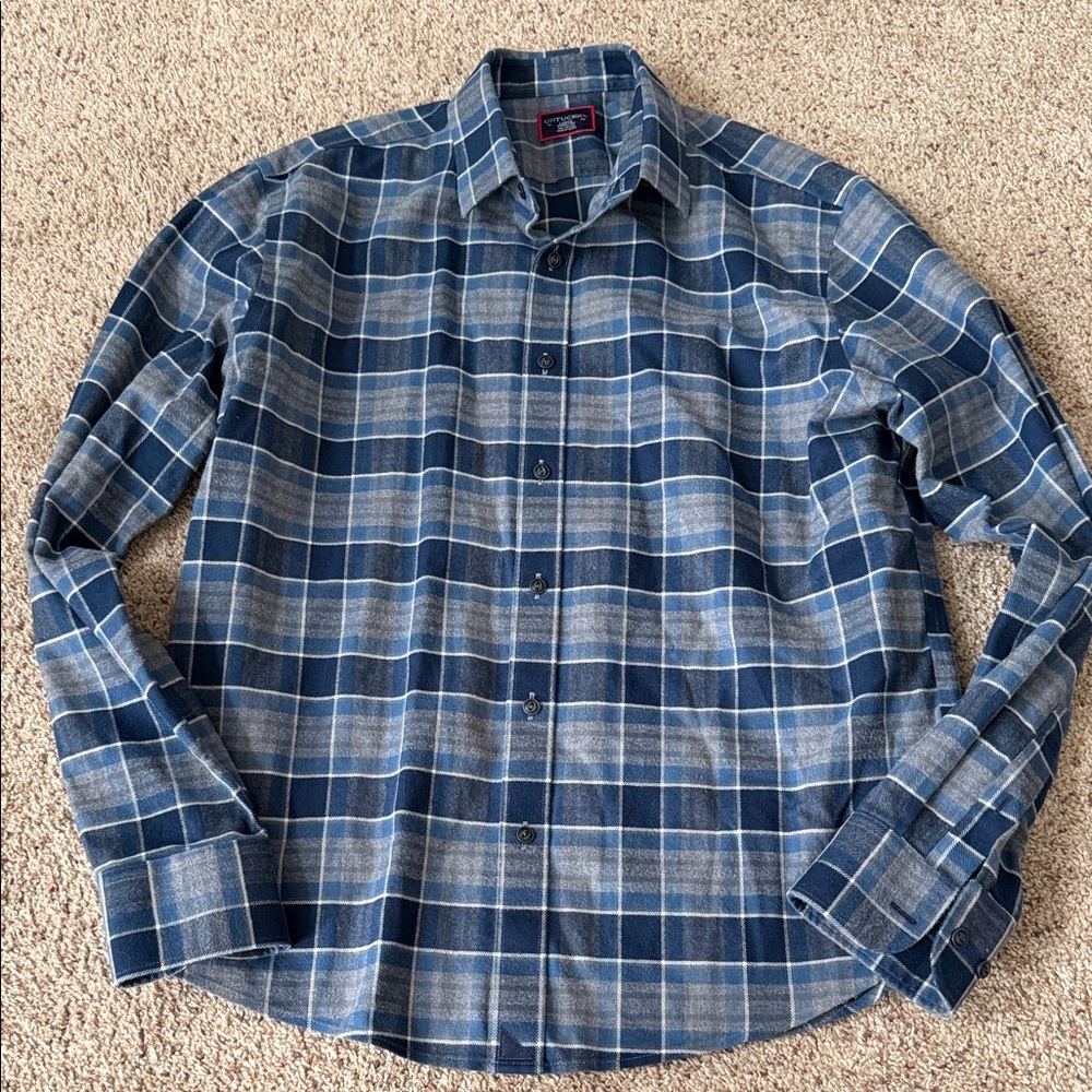UNTUCKit Blue and Gray Plaid Button Down Shirt